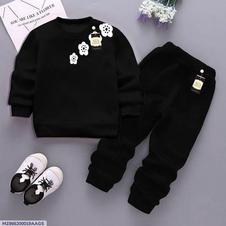 2 Pcs Girl’s Fleece Printed Sweatshirt Tracksuit