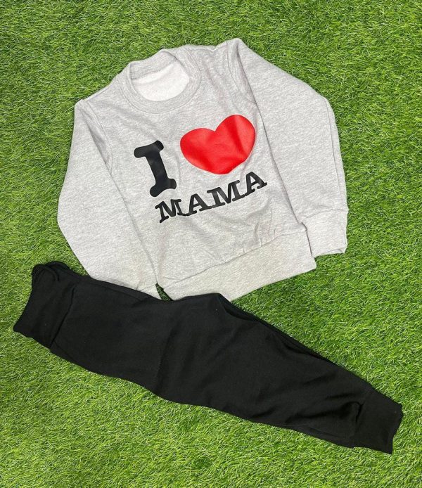2 Pcs Girl's Fleece Printed Sweatshirt Tracksuit - Image 2