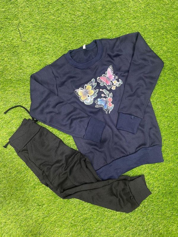 2 Pcs Girl's Fleece Printed Sweatshirt Tracksuit - Image 2